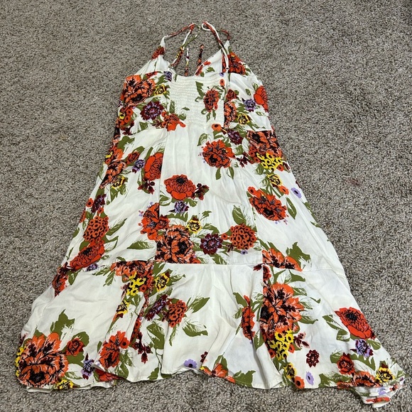 FREE PEOPLE Happy Heart Mini Dress Ivory Orange Floral Women's Size Medium Party - Picture 9 of 9
